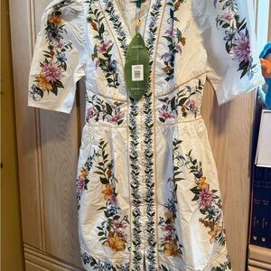 FARM Rio White Dress with Vibrant Floral Embroidery